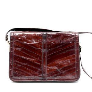 Vintage genuine eel skin crossbody shoulder bag purse